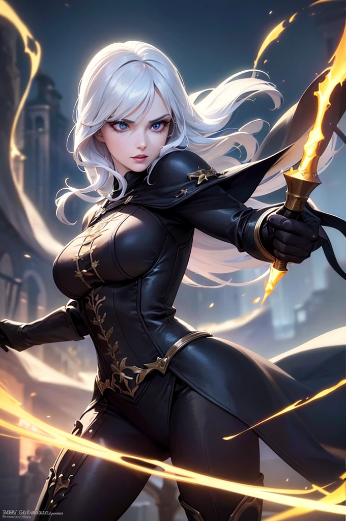 (female:1.2), 8k, ultra hd, ultra detailed texture, hyper realistic, masterpiece, detailed texture, detailed face, detailed skin, detailed lighting, (photorealistic:1.5), best quality, beautiful lighting, cinematic lighting, professional lighting, ultra highres, realistic, detailed hair, real hair, high quality, (realskin:1.5), extremely detailed, finely detail, ultra-detailed, 1girl, solo, elf, pointy ears, standing, demon horns, forehead protector, (red eyes:1.5), v-shapped eyebrow, lips, red lips, evil smile, nose, make up, pretty, beautiful, cute face, long hair, blue hair, high ponytail, large breasts, cleavage, armpit, navel, stomach, black armor, pauldrons, bare shoulders, shoulder armor, thigh high, sleevless, detached sleeves, breastplate, gauntlets, karina \(mobile legends\), depth of field, looking aways, white skin, skin tight, amazing pose, outdoors, glowing, dark view, blurry background