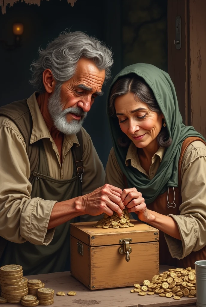 the vendor and his wife save their money in a small wooden box