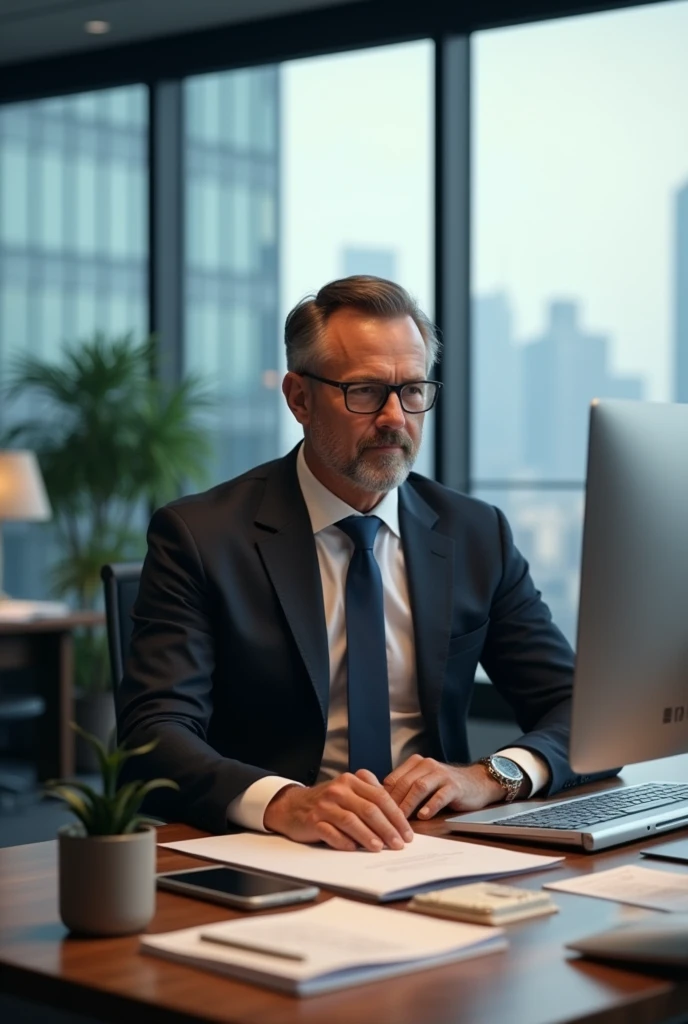 Working in an office man