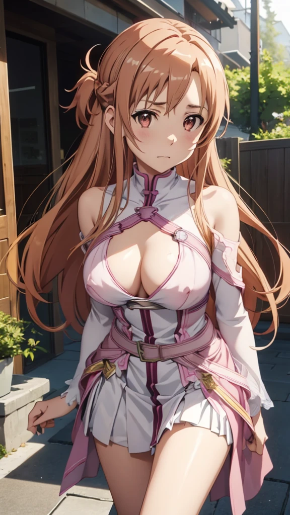 {As Yuuki(Sword Art Online)}, One girl, masterpiece、Highest quality、Browsing Caution, {half-naked、topless、Pink nipples、Naked Dance、transformation、Slender、