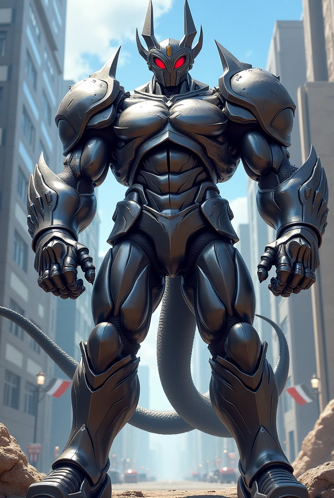 (((Metal gauntlet with long claws, crotch armor, chest armor, dragon tail, red eyes))), arms raised into the air, city scenery, muscular male anthro, handsome, sexy, (masterpiece), (extremely detailed illustration), (soft shading), 8k,hi res, best quality, (massive body:1.6), (excessive huge muscle:1.6), (huge buff muscle:1.4), (veiny muscle:1.2, bulging biceps), perfect anatomy, (big muscles:1.3), thick arms, wide body, wide shoulders, thick arms, thick legs, big arms, big biceps, perfect hands, detailed hands, 5 fingers, detailed hands, good hands, perfect drawn hands, 4 toes, perfectly drawn toes, perfectly drawn feet, perfect anatomy, perfectly drawn, perfectly drawn head, perfectly drawn face, perfectly drawn eyes, detailed eyes, perfect eyes, thick arms, wide body, wide shoulders, thick arms, full body, (big muscle:1.3), good anatomy, (multicolored eyes, bright pupils, symmetrical eyes), detailed, nipples,hyper pecs, gigantic pecs, huge pecs, big pecs,r1ge,WARGREYMON ARMOR HELMET DIGIMON BANDAI NAMCO HORNS