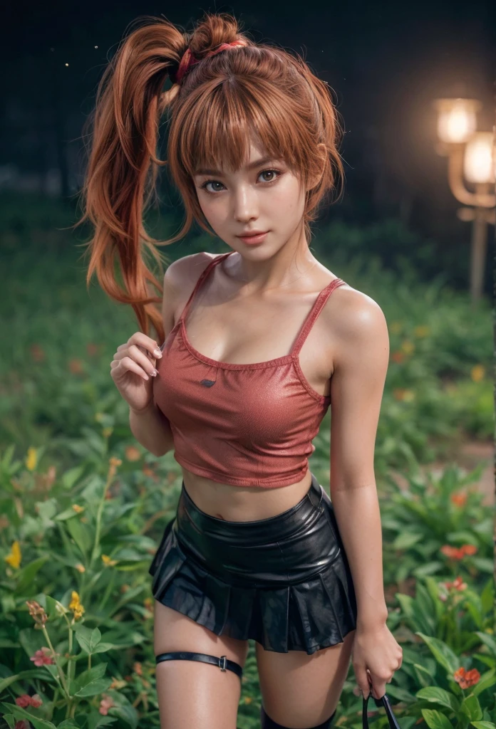 kasumi, eyes browns, (best qualityer, ultra detail), (realisitic:1.37), beautiful and detailed face, ultra-realisitic texture, Exquisite face, Delicate body, red lipgloss stick, shiny colors. High definition, 8k, expression a slight cute smile