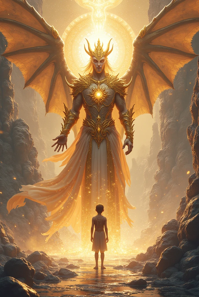 A boy where he dies and met god and get recarns into a crystal world where there are dragons add a god who is wearing golden armor