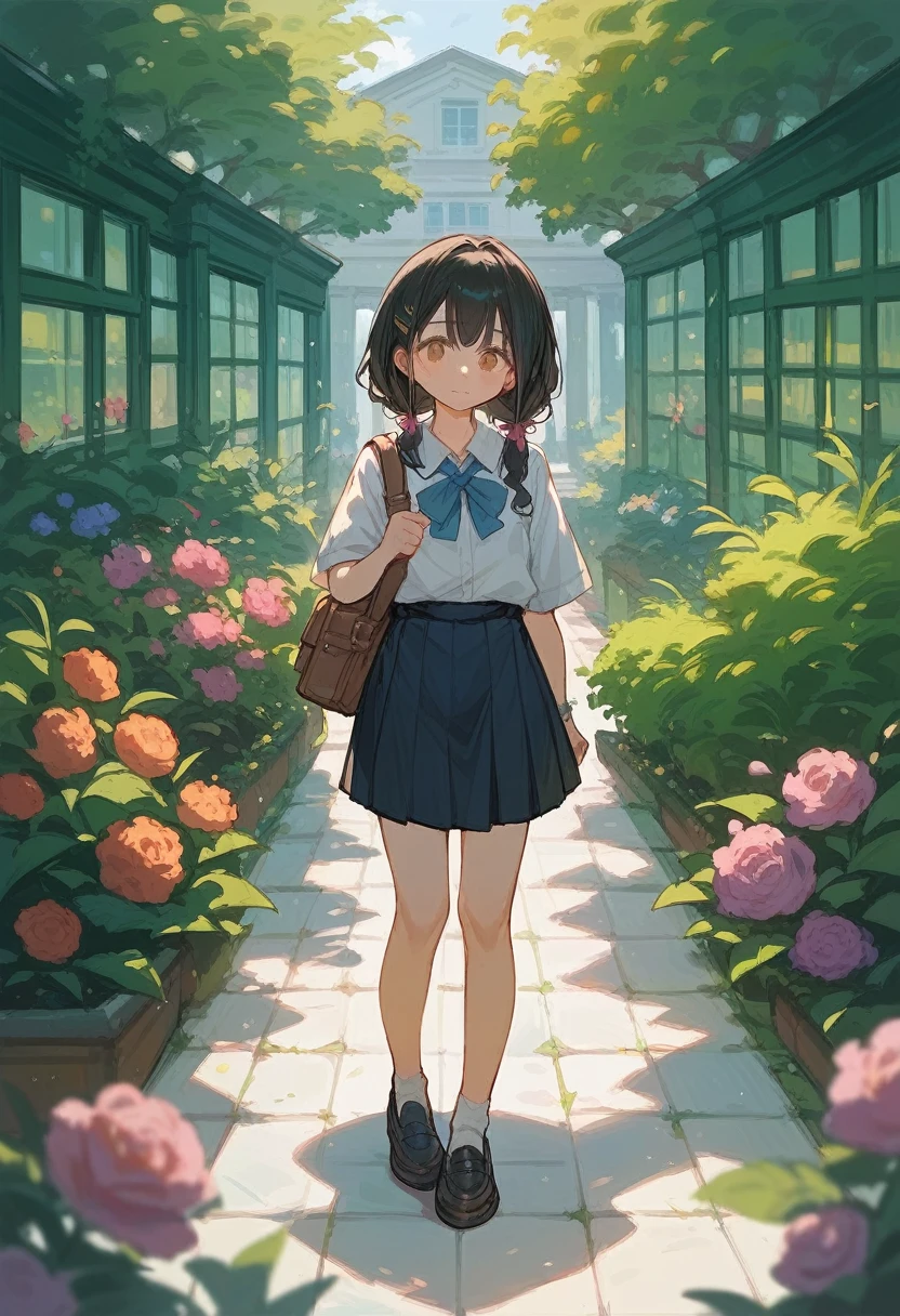 high school girl　garden