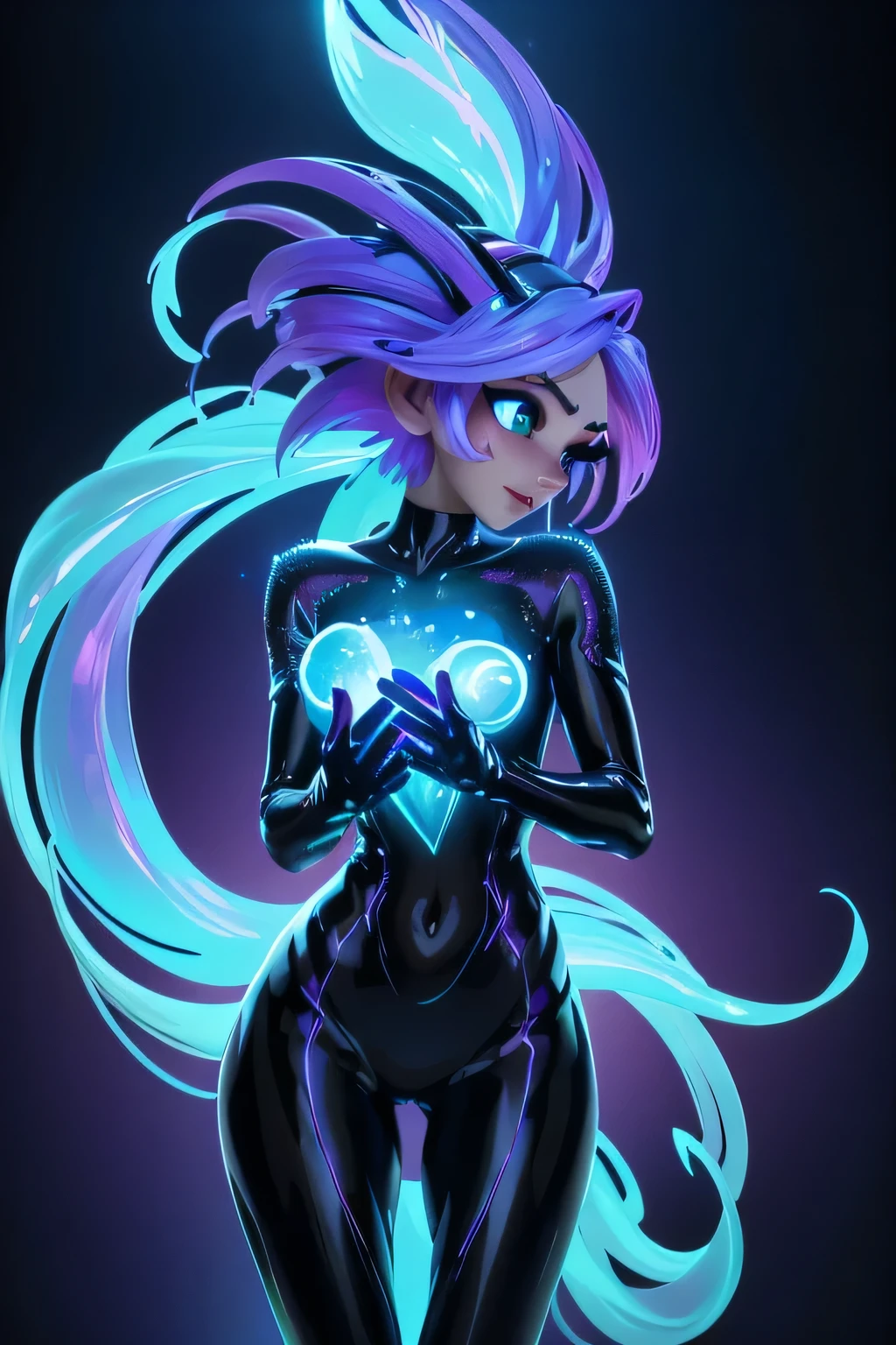 A dazzlingly shimmering sonic symbiote radiates bioluminescent hues, embodying a captivating blend of enchantment and vibrancy. Its luminescent tendrils pulsate with vivid colors, while its ethereal form undulates gracefully. By alex1shved. This mesmerizing subject is showcased in an impeccably detailed photograph.