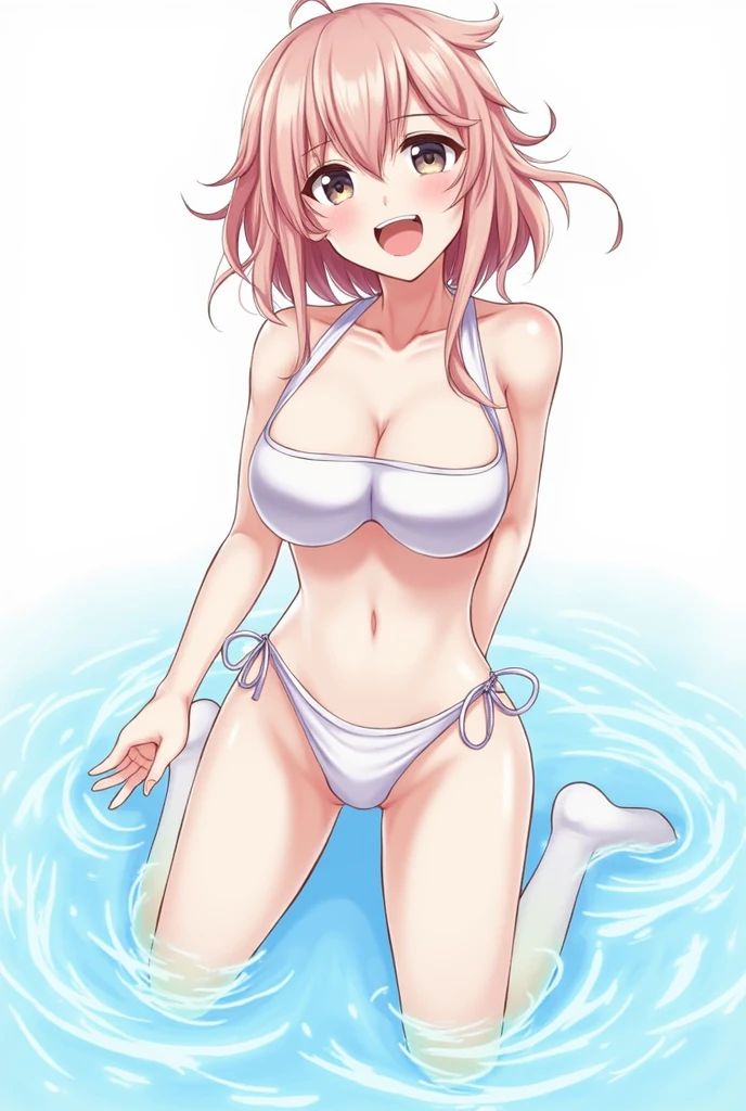 ((NSFW:1.5)),masterpiece, top-quality, Hi-Res, RO1, Hair buns, blue eyess, Twin-tailed, Visor Cap、swim wears、huge udder、Pink ribbon, wrist watch, is standing, cowboy shot, deph of field, A smile、Dynamic Poses、(((vaginal、SEX:1.9、1male people:1.5、From the side、Overflowing sexual fluids)))