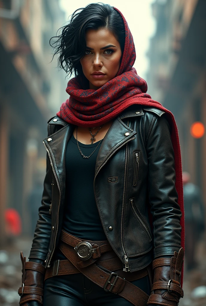Turn the current Dr Strange into a biker women, maintain the short hair. make the new female Dr Strange wear a headscarf.