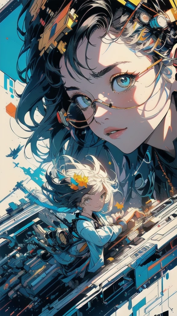 (((masterpiece, highest quality))),(((solo:1.2))),(((1girl:1.2))),32k wallpaper, very detailed, poster, vintage science fiction,(((((geometric cinematic movie poster))))), (bauhaus), shape,(((abstract))),(mid century modern),movie poster,(((((portfolio))))),(((((Close-up))))),(((((bust up))))),((((more various angle)))),(((highlight))),((((heterochromia)))),(((complete. detailed face))),(((Extremely talented))),(((((most complecated machine))))),(((((unlimited mechanic Workaholic))))),(((Absolutely detailed Mighty machines background))),(((Geiger counter))),(((Beautiful vibrant color scheme)))