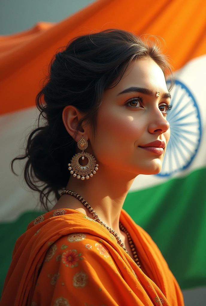 Indian flage with Mother