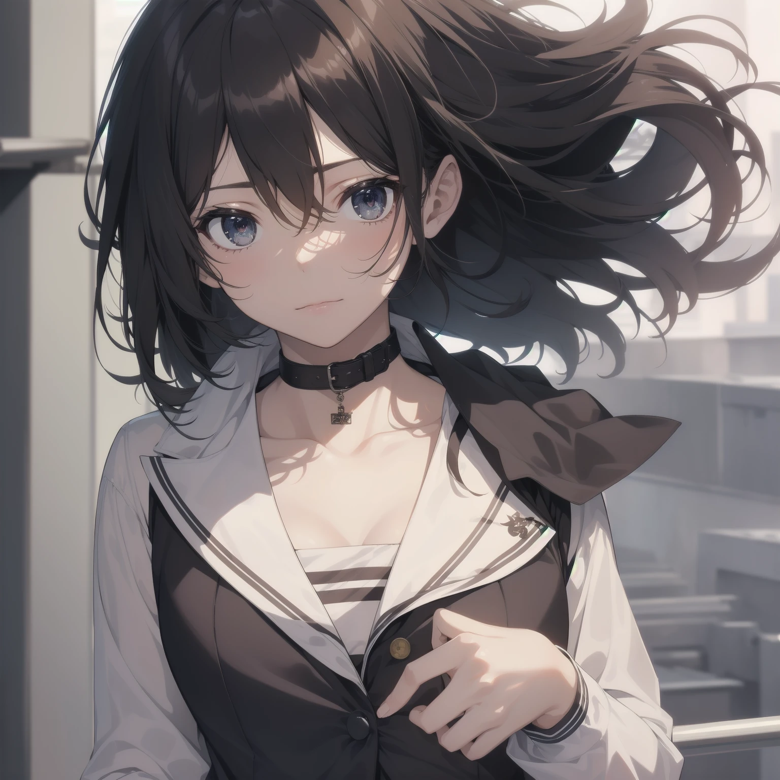 ultra-absurdres-Top quality by artist God, ultra-detailed, high resolution, anime moe artstyle, best anime 8k konachan wallpaper, pixiv contest winner, pool:2810, perfect anatomy,break, 1girl, (Please draw a girl walking sleepily to school alone. )break,(Solo,little female, 13-year-old:1.3),Full limbs, complete fingers,a junior high school student, (very short hair), short cut, flat chest, , small butt, small black eyes, beautiful detailed eyes, well-proportioned iris and pupils, expressive eyes, highres detailed hair, soft expression, salor school_uniform, sailor collar, serahuku, bow, pleated skirt,(Detailed Lighting), (Detailed background), in the School commute route. break,super detailed skin, Best cinematic lighting powered by famous artist, 8k,beauty illustration,photoshop_(medium),very aesthetic,break,((artist:ishikei )), artist:clamp ,artist:carnelian ,artist:kantoku ,