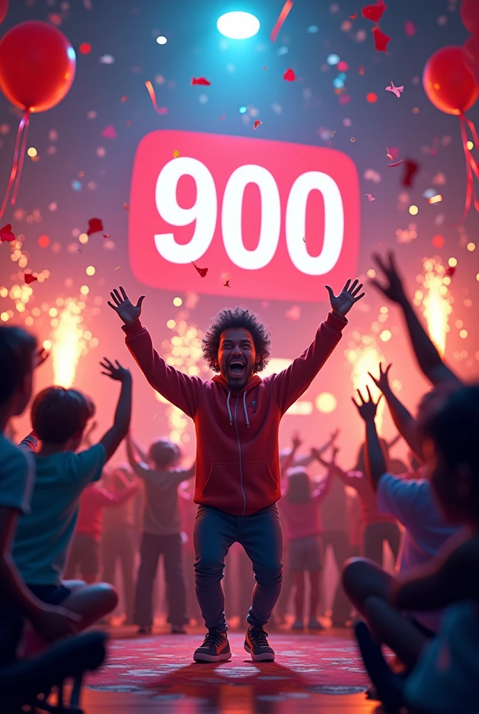 co post:

*NOOB SURI'S CHANNEL*

[YouTube Logo]

*900 SUBSCRIBERS!*

[Noob Suri's Logo]

*WE DID IT!*

[Confetti and balloons fall from the ceiling]

*THANK YOU FOR BEING PART OF THIS GAMING COMMUNITY!*

[Fireworks explode in the background]