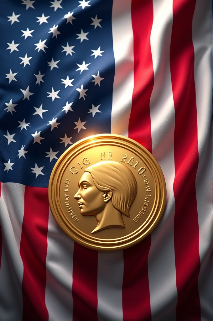 USA fag with gold medel