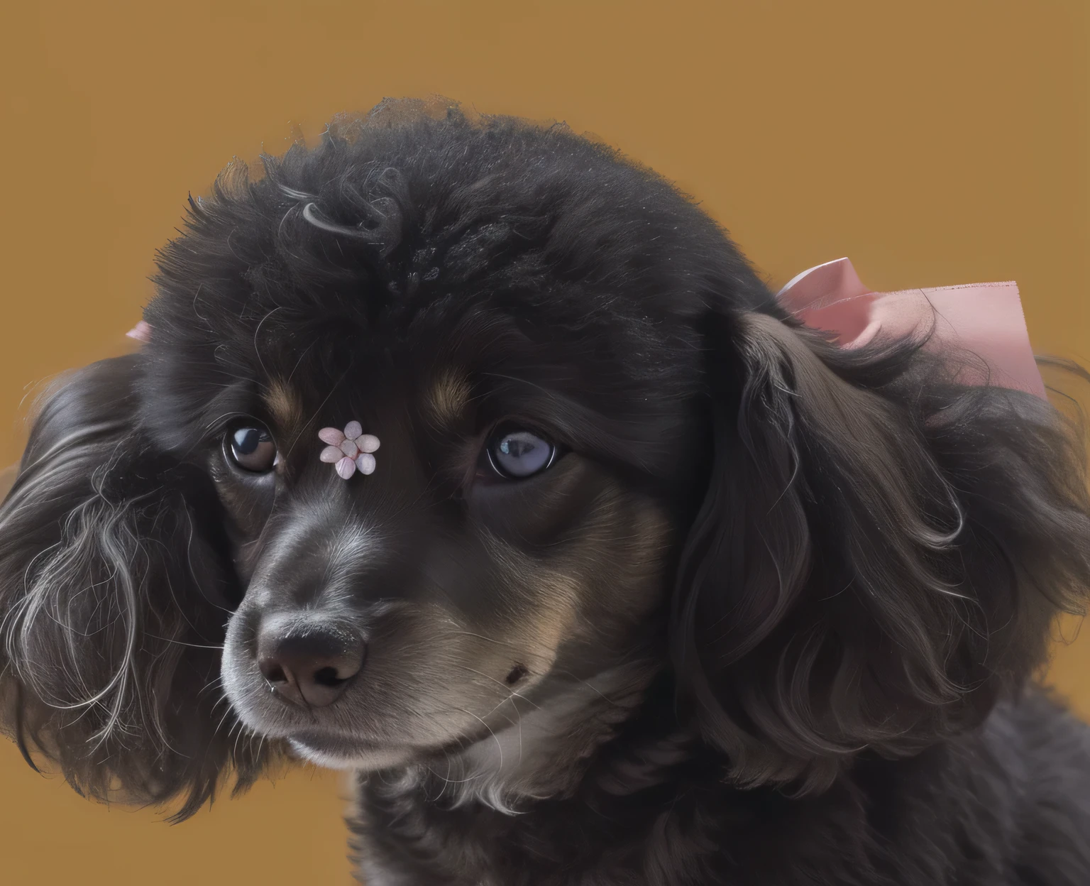 a very cute furry dog, hair drawn like cartoons, Perfectly drawn Eyes, eyes like a cartoon, gorgeous eyes, perfects eyes, She is very happy, She is smiling, the image is very detailed