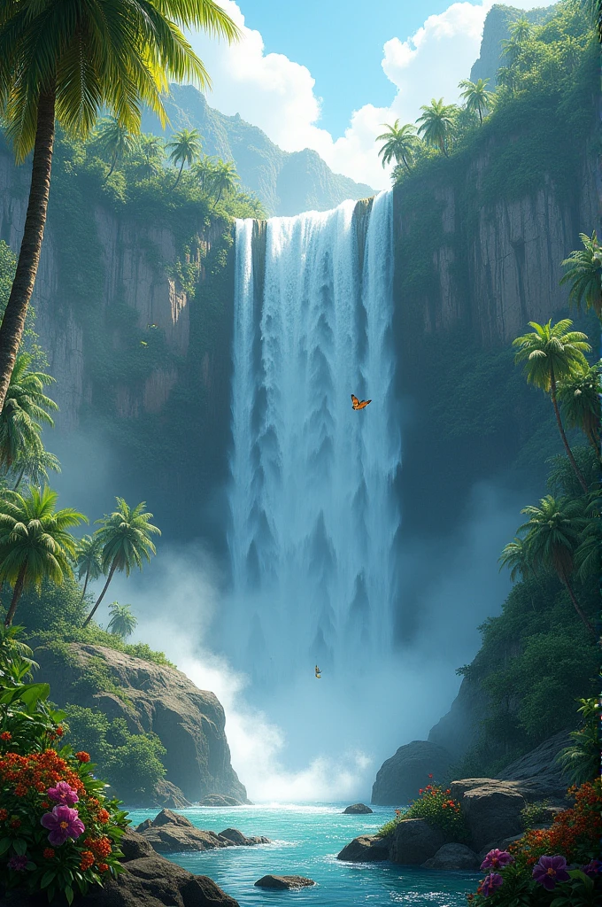 A big Waterfall in tropical environment
