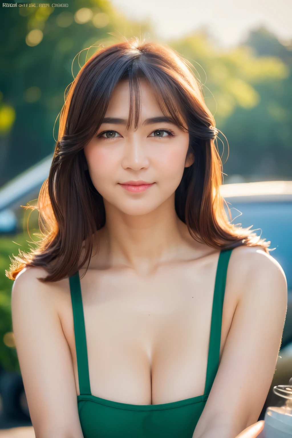 (Iced_Latte_With_Breast_Milk), looking at camera, front view, long hair, layered hair, bangs, (detailed face), at bedroom, tempting pose, potrait body, mouth closed, smiling, black eyes, 1 girl, 20yo,Young female,Beautiful Finger,Beautiful long legs,Beautiful body, Beautiful Nose,Beautiful character design, perfect eyes, perfect face,expressive eyes,perfect balance, (looking at viewer), official art,extremely detailed CG unity 8k wallpaper, perfect lighting,Colorful, Bright_Front_face_Lighting,White skin, (masterpiece:1.0),(best_quality:1.0), ultra high res,4K,ultra-detailed, photography, 8K, HDR, highres, absurdres:1.2, Kodak portra 400, film grain, bokeh:1.2, lens flare, (vibrant_color:1.2),professional photograph, (Beautiful,huge_Breasts:1.4), (beautiful_face:1.5),(narrow_waist)