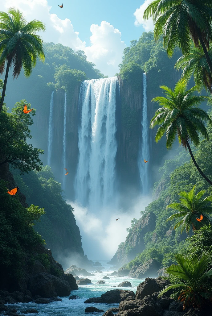 A big and complex Waterfall in tropical environment
