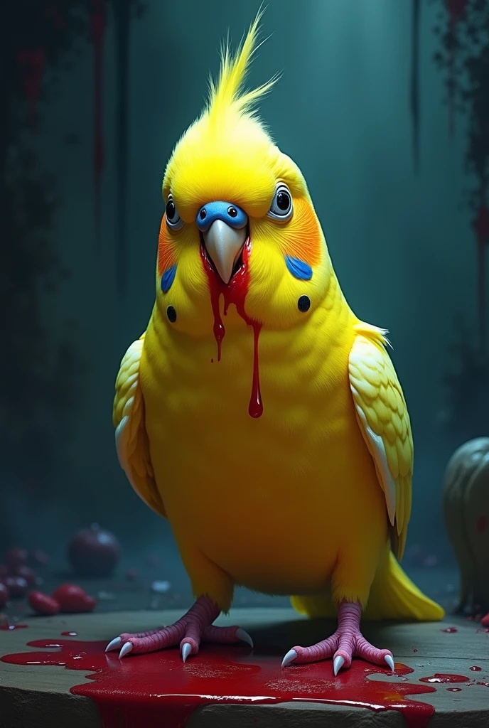Now this yellow budgie blood is coming