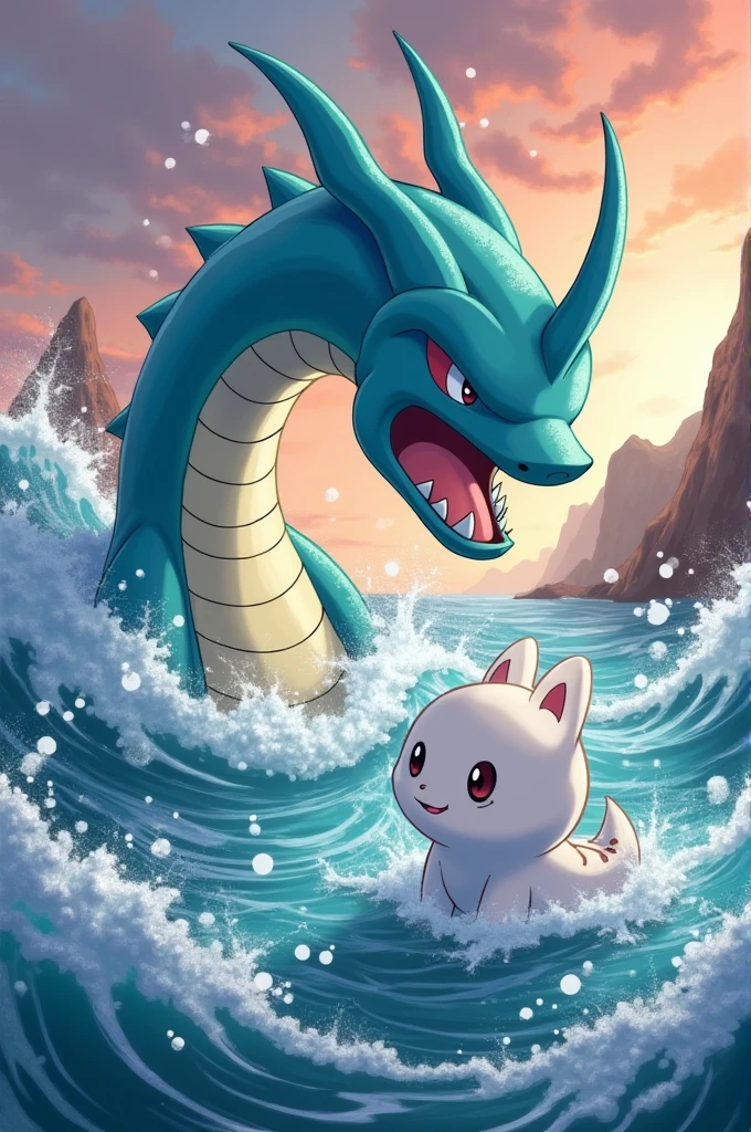 Pokémon Seel defeating a Gyarados