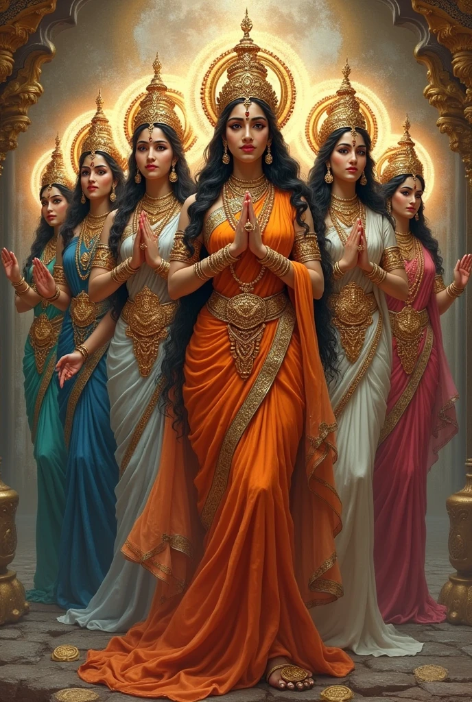 Generate image of 9 mataji worshiped in navaratri
Separated by each