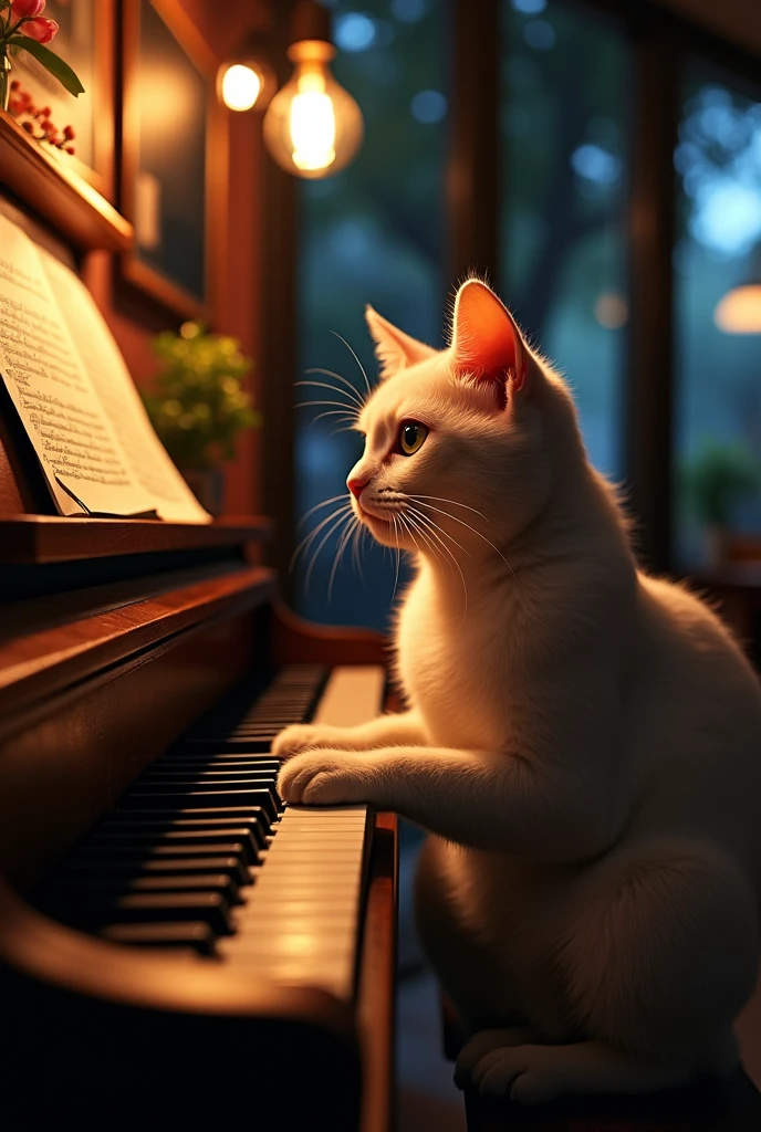 piano , deep , focus, relaxing, jazz, trumpet, cafe cat , giter cat、もう少し小さく