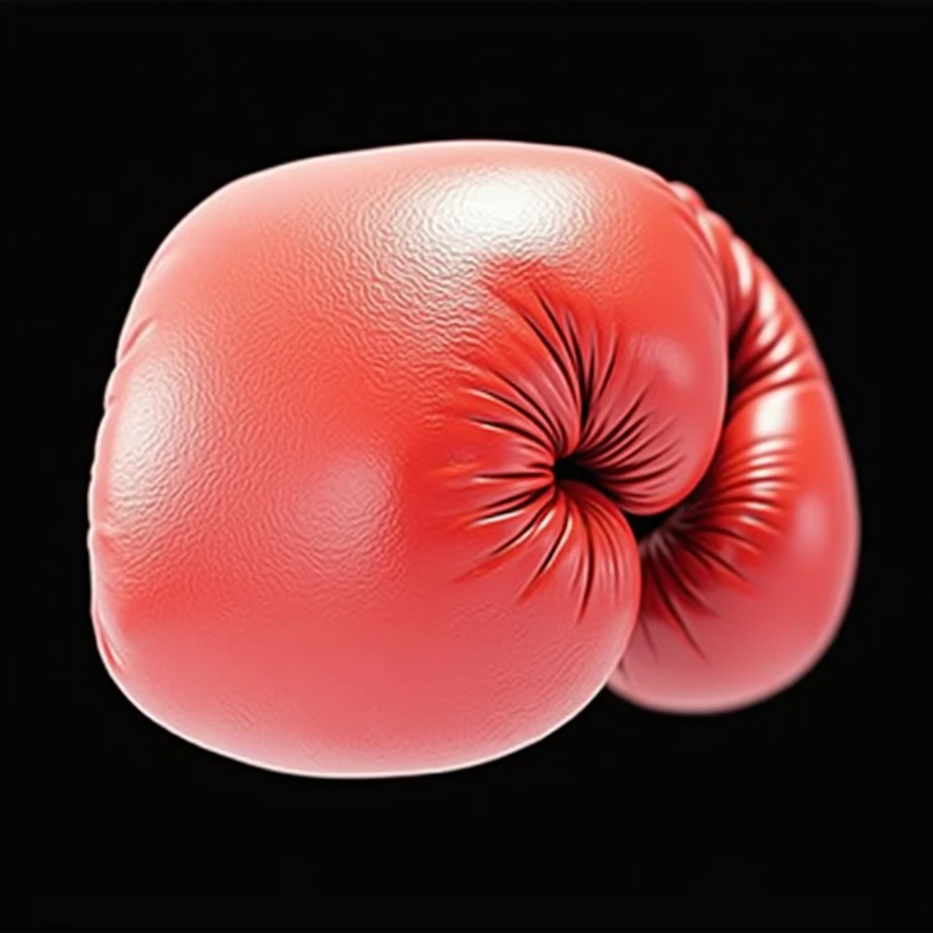 (masterpiece, top quality, best quality, official art,beautiful and aesthetic:1.2),(4k,8k, best quality,masterpiece:1.2),(((Black background))), solo,Game item, red boxing gloves coming towards you, made of leather. The gloves are seen from the front, with a clear and realistic texture, and a correct and detailed structure. It is a modern, realistic representation with consistent lighting that looks natural and believable.