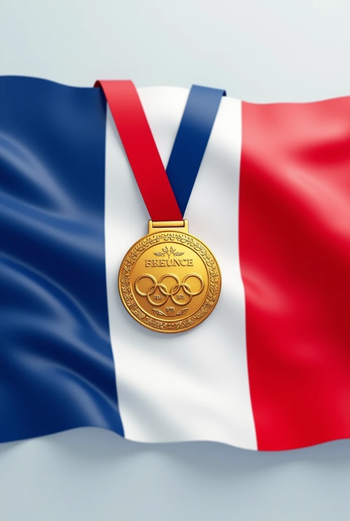 France fag with Olympic gold medel