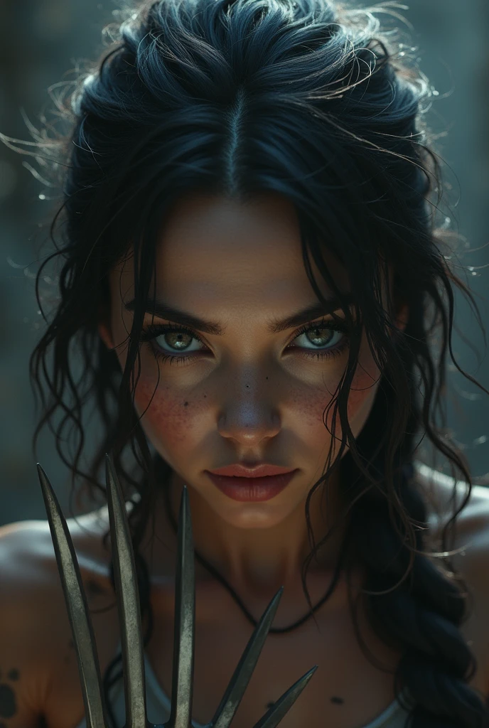 (((ultra realistic))), ((ultra-detailed face and eyes: 1.3)) ,(native girl), with very long thick hair, (feathers in hair), ((few clothes)) , ((indigenous clothing)) , slender body, (wet skin and clothes) , Near the waterfall, rain, dramatic light , contrasting, ((ultra-detailed)), ((Skin detailing)), (scene from a movie about ancient people), (Dark color scheme)