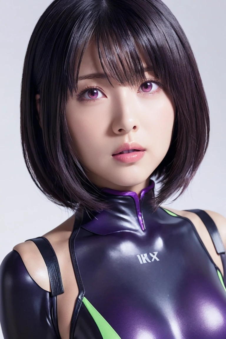 Have sex,score_9, score_8_superior, score_7_superior, k4m0r1,One girl,Purple bodysuit,habit,Purple eyes, Portraiture,sauce_anime, Ohmuhus, Green Theme