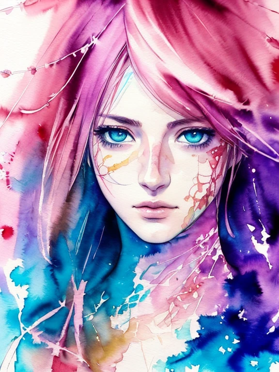 (((Agnes Cecile:1.3, watercolor))), breathtaking beauty, precise lineart, glowing design, ink drops, Final Fantasy XIII Character Lightning (Claire Farron), centered, key visual, intricate, highly detailed, breathtaking beauty, precise lineart:1.1, vibrant, Beautiful Muses, comprehensive cinematic, ((Carne Griffiths, Conrad Roset)), autumn lights, (the most beautiful portrait in the world:1.5), (masterpiece, best quality),