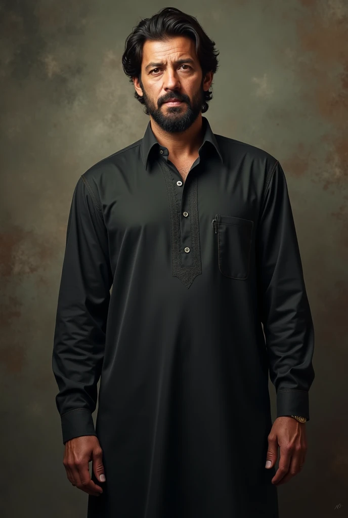 Imran khan wearing black shalwar kameez in the age of 50 more creative more enhanced with Beard black suit