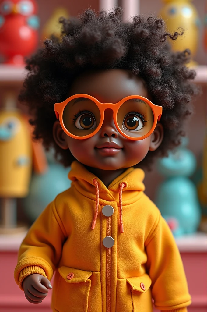 I want a dark-skinned doll that comes with chocolate and orange glasses