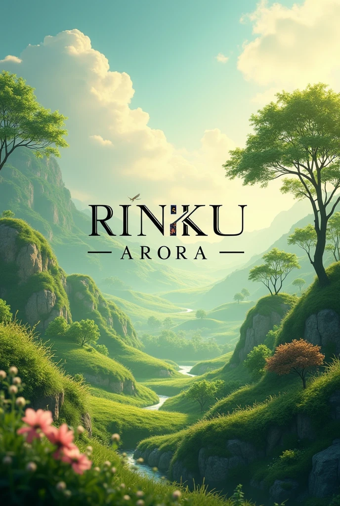 Create a stylish image of my name RINKU ARORA for my dp with beautiful background