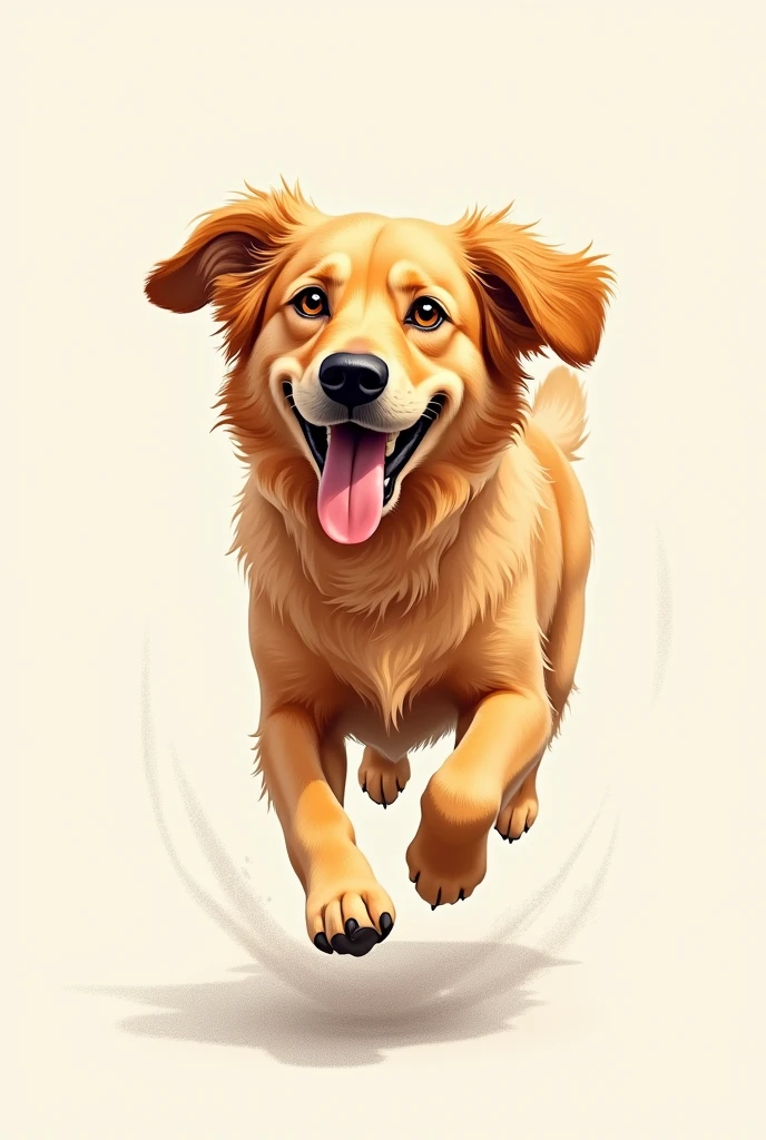 Golden Retriever、The eyebrows are distinctive、Sticking out tongue、Eyes are round、running、Adult dogs、Sketch style