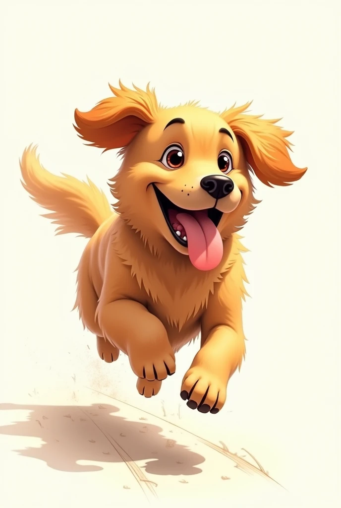 Golden Retriever、The eyebrows are distinctive、Sticking out tongue、Eyes are round、running、Adult dogs、Sketch style