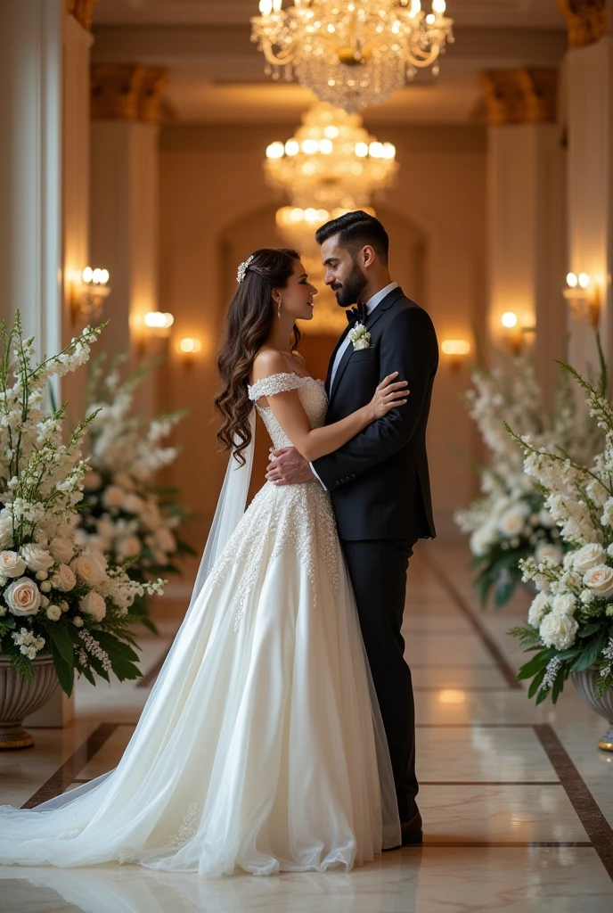 A very luxurious wedding photo of a 22 year old girl and boy