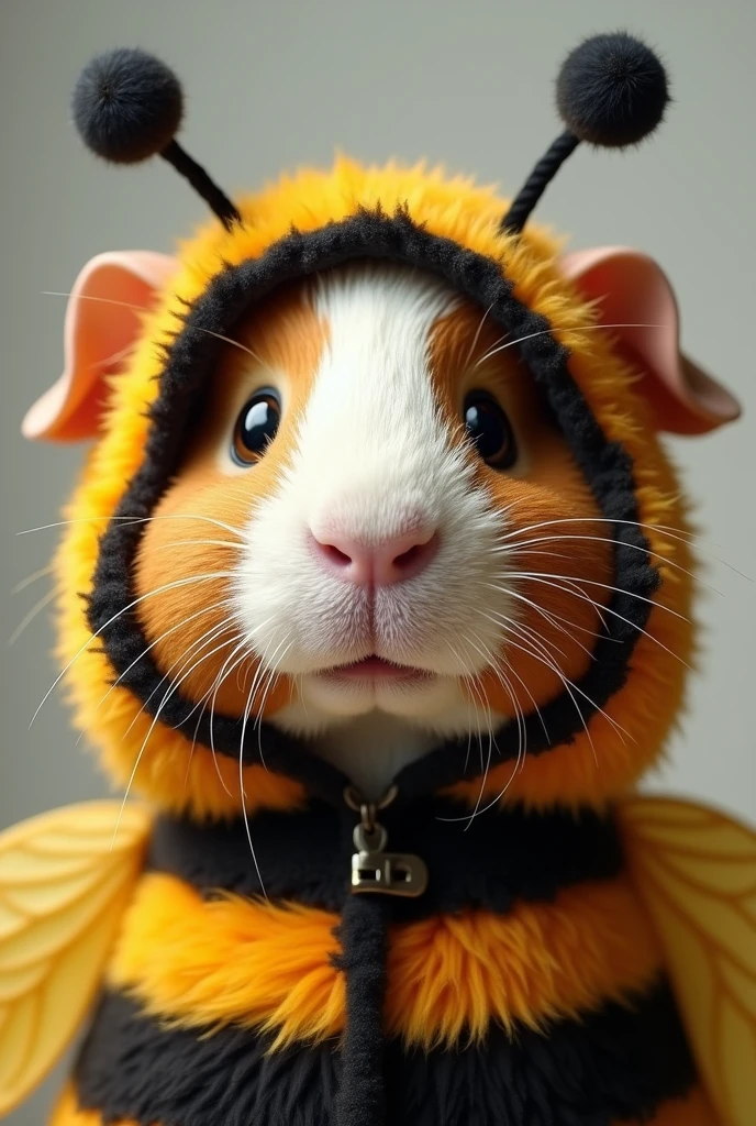 Give me the head of a guinea pig in a bee costume


