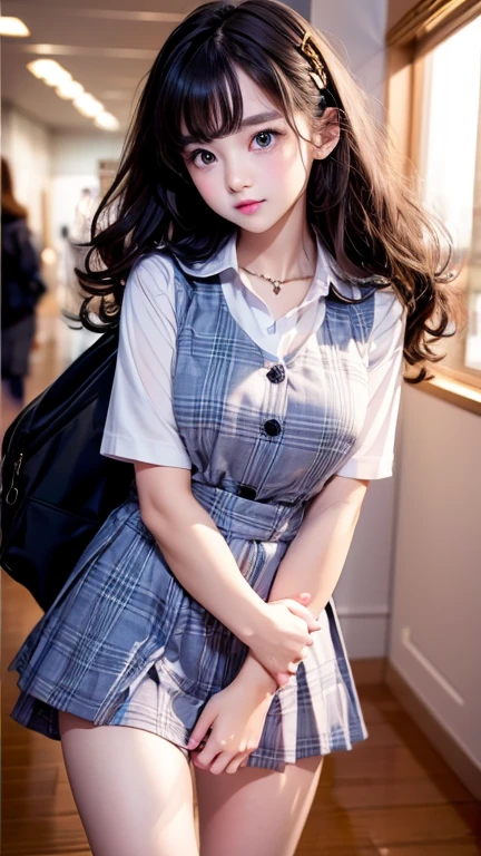Model clothing、Perfect Makeup、Elementary school girl、Curly Hair、Photographing the chest、Sex Appeal、Full body close-up shot