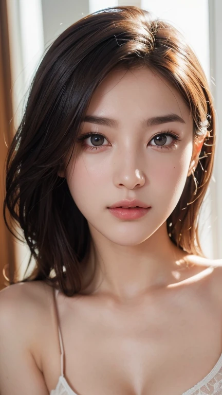 (UHD, masterpiece, anatomically correct, textured skin, super detail, best quality, highres, 8k, bloom, Front Light:1.2, perfect dynamic composition), (24-years-old, 1 person, Cute and sexy high school teacher, sexy face, long face, distant eyes, Gentle eyelids, thin eyebrows, Gentle corners of the eyes, Hawk-like nose:1.4, completely charm you, Eyes that feel erotic, A taste of beautiful eroticism, Too cute beauty), break, absurd, one person's perspective, ((White zip-up shirt)), ((濡れて透けて見えるシャツ)), (enchanting smile:0.8), (look at the viewer), (long hair, Inward curled hair, bangs, smooth hair), (beige colored hair:1.2), (close up on chest: 1.3), ((very close relationship:1.4))、((Place your hands on the table:1.2, Facing each other across the table:1.2)), ((in the school library)), (taken from above:1.2), Kitagawa Keiko、ギャルメイク、チーク、((Fishnet tights))、(Nipple Covers)、((Twin tails))、((Cleavage Emphasis))、(Silver hair ornament)、Choker Necklace、(Seduce a man)