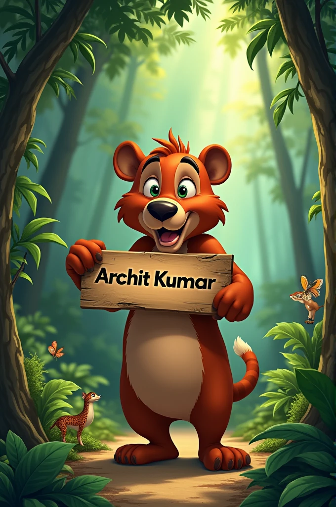 Jungle book character holding the name ARCHIT KUMAR