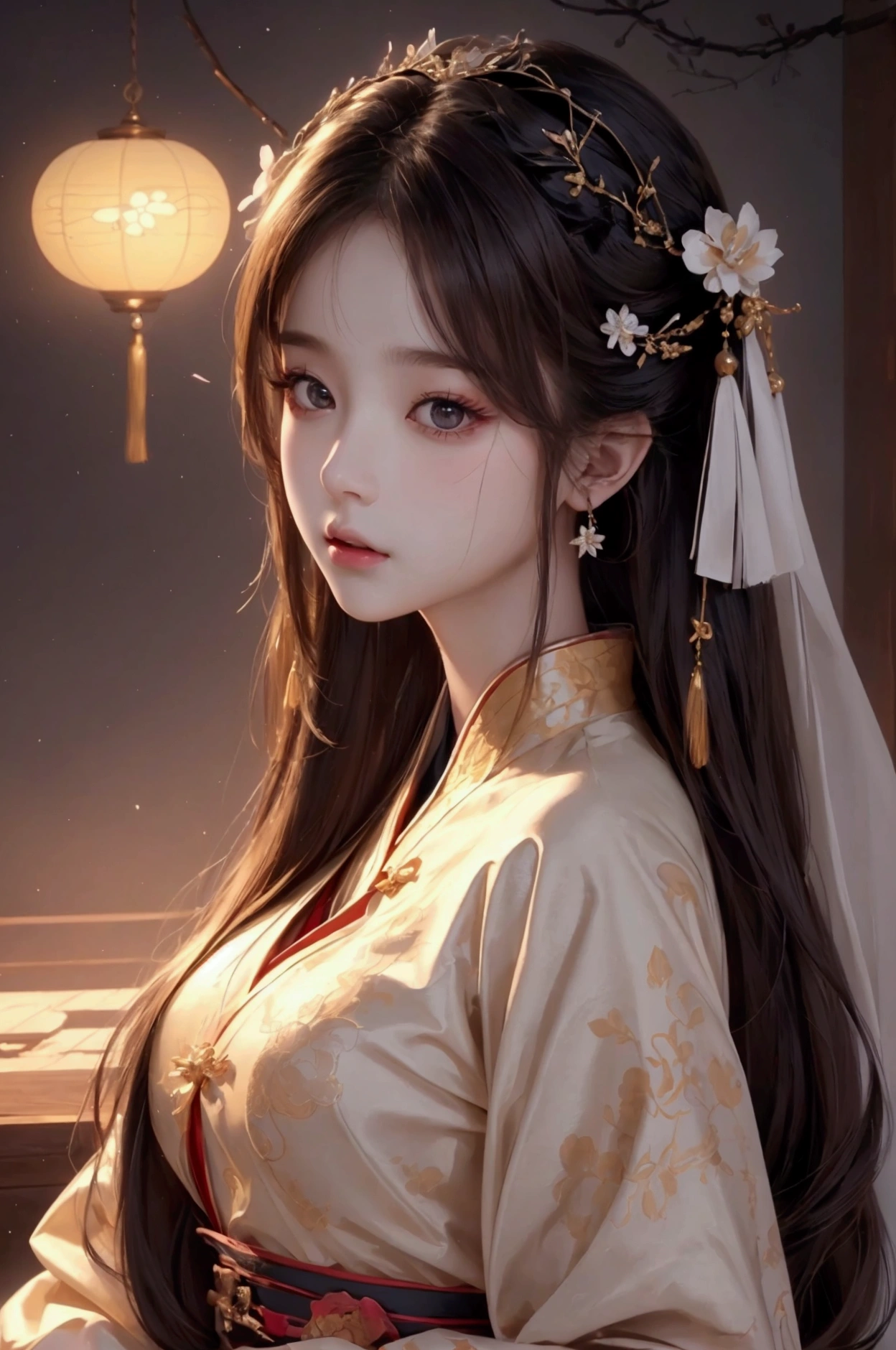 8k, RAW Photos, Highest quality, masterpiece: 1.2), (Realistic, Photo Realistic: 1.4), {{{One girl}}},, Depth of written boundary, whole body, Cinema Lighting, Asian Girl, Beautiful Faces, Beautiful body, sweating, , Depth of written boundary, skin, ear, Pale skin, Highest quality, masterpiece, figure, Very disciplely and beautiful, Very detailed,CG,Unity,8k wallpaper,wonderful,In detail,Master,Highest quality,Official Art,Very detailed CG Unity 8k wallpaper,Ridiculous,incredibly Ridiculous,Large file size, Very redundant, High resolution, Very redundant, Beautiful detailed girl, Very detailed目と顔, Beautiful attention to detail, Light on the face, (Hanfu: 1.1), One girl