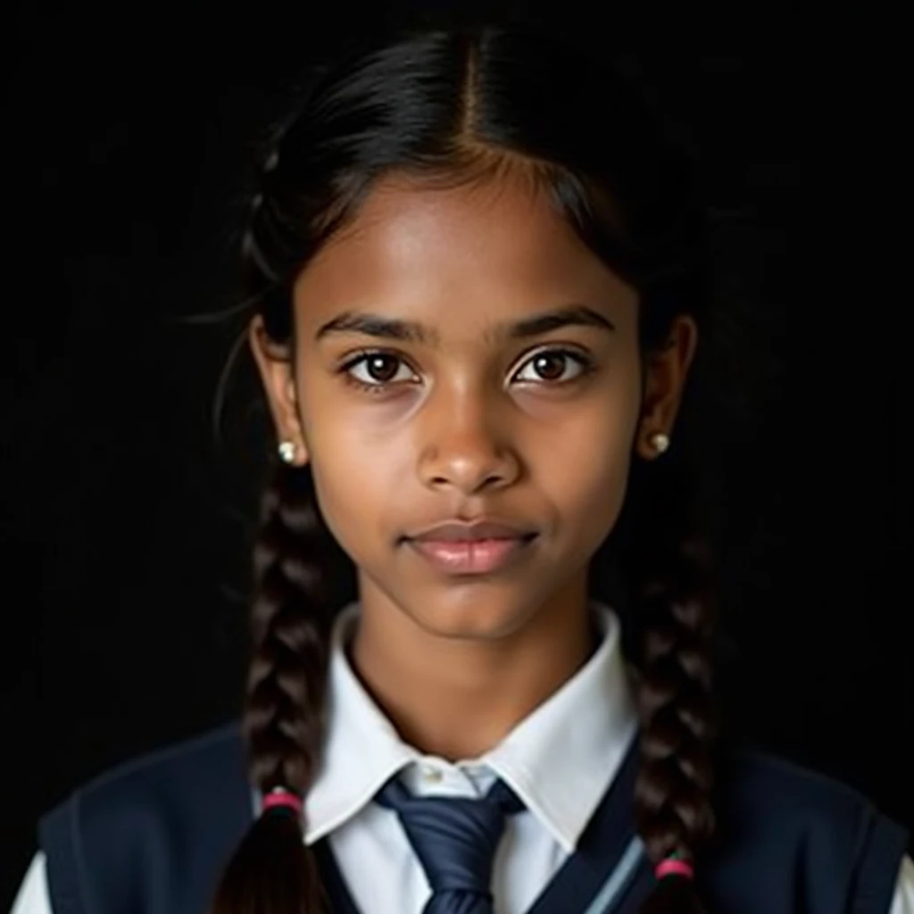 White Indian 12 year old girl in school uniform, realistic photo, large breasts , hands tied up to a tree with ropes, hands above head, summer forest, detailed hands and face and eyes, looking away, full body, shot from above, 16k UHD
