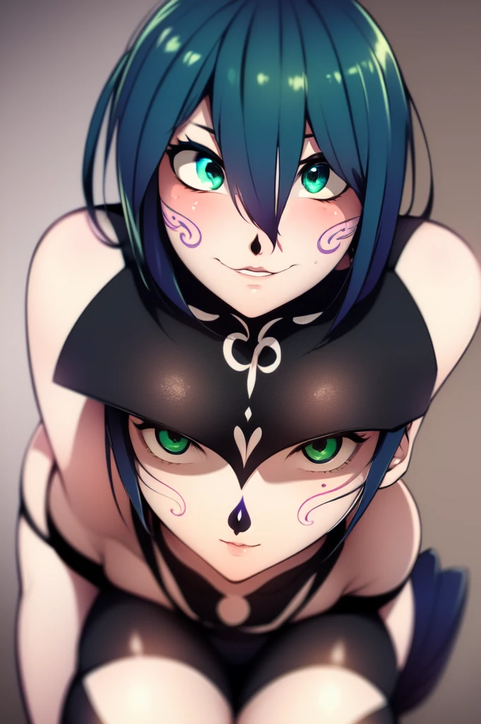 sinon from Sword Art Online, goth girl with black hair and red eyes, 2girls, ocean, smile, white panties, no pants, white stockings, white gloves, glasses, on bed, short hair, kissing