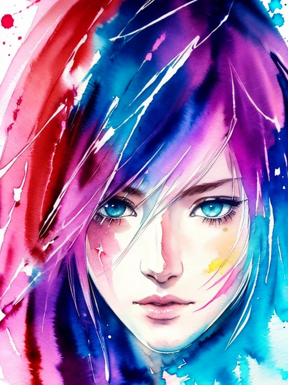(((Agnes Cecile:1.3, watercolor))), precise lineart:1.1, glowing design, ink drops, Final Fantasy XIII Character Lightning (Claire Farron), centered, key visual, intricate, highly detailed, breathtaking beauty, vibrant, Beautiful Muses, comprehensive cinematic, ((Carne Griffiths, Conrad Roset)), autumn lights, (the most beautiful portrait in the world:1.4), (masterpiece, best quality),