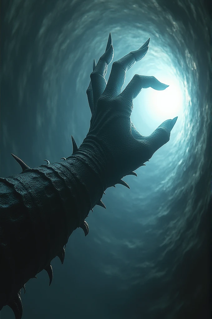 Arm of a demon who wants to touch the pure light