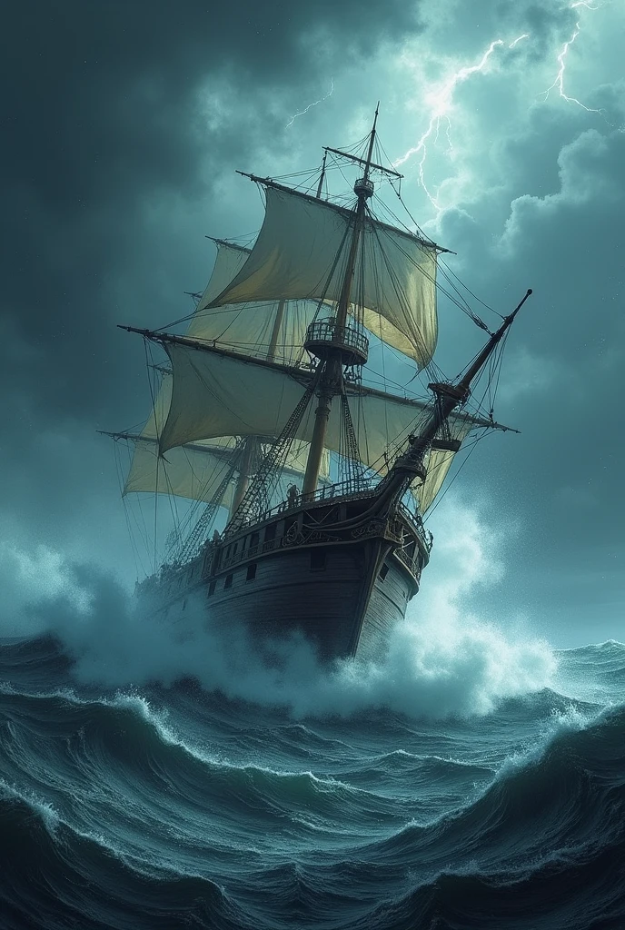 Ship is rotating in hurricane