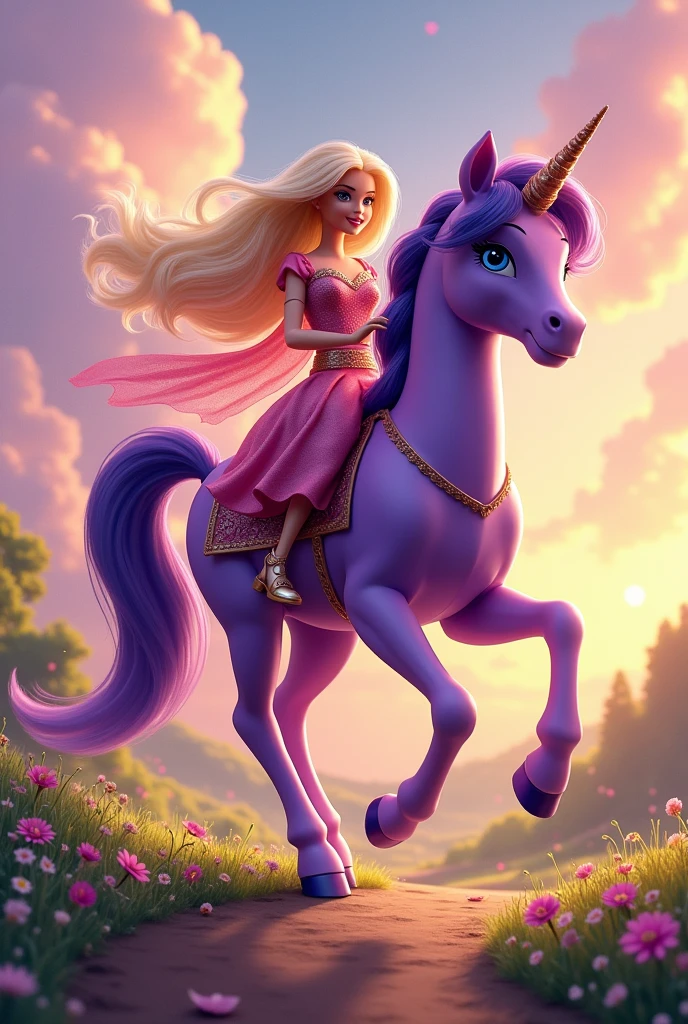 Barbie rides "Twilight" From the story My Little Pony: Chasing Grasshoppers