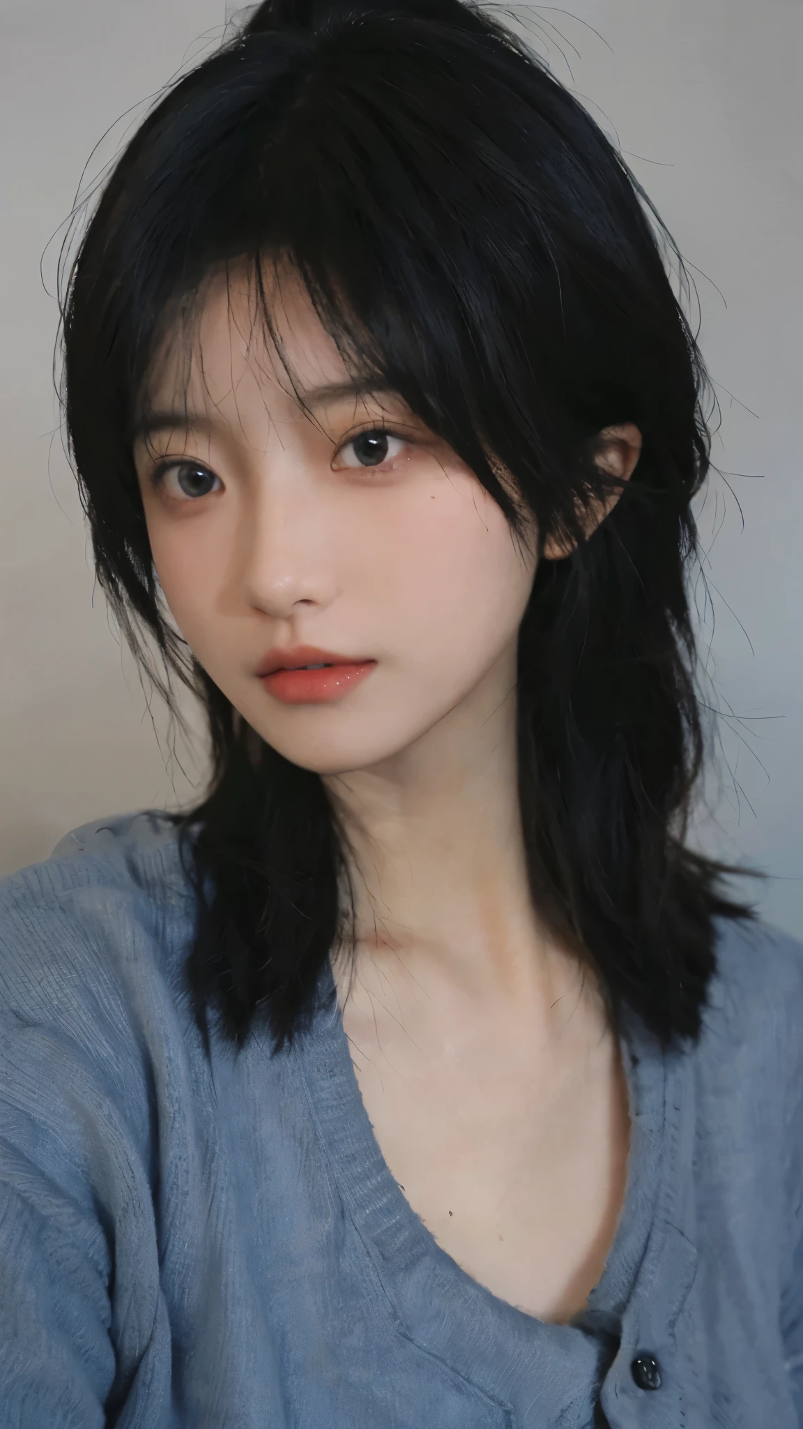Best quality,Ultra-high resolution,(lifelike:1.4),Cute hairpin,2girll,Sparkling eyes,Short blue hair,jk,Snow-white skin,Blush,Slim beauty,At school,Ultra-fine face,Exquisite eyes,Double eyelids,