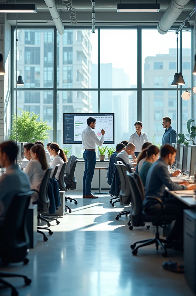 People working in offices with modern tools
