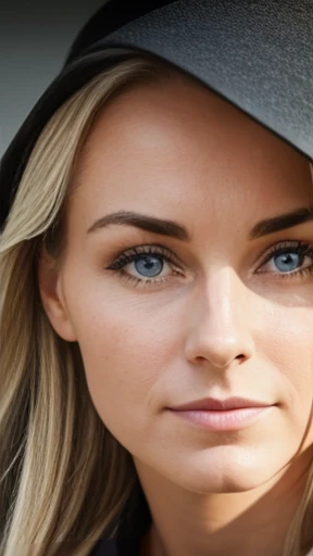 A German woman focus on her face 