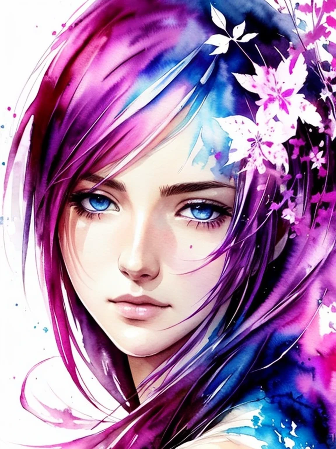 (((Agnes Cecile:1.3, watercolor))), breathtaking beauty, precise lineart, glowing design, ink drops, Final Fantasy XIII Character Lightning (Claire Farron) , centered, key visual, intricate, highly detailed, breathtaking beauty, precise lineart, vibrant, comprehensive cinematic, ((Carne Griffiths, Conrad Roset)), autumn lights, (the most beautiful portrait in the world:1.5)